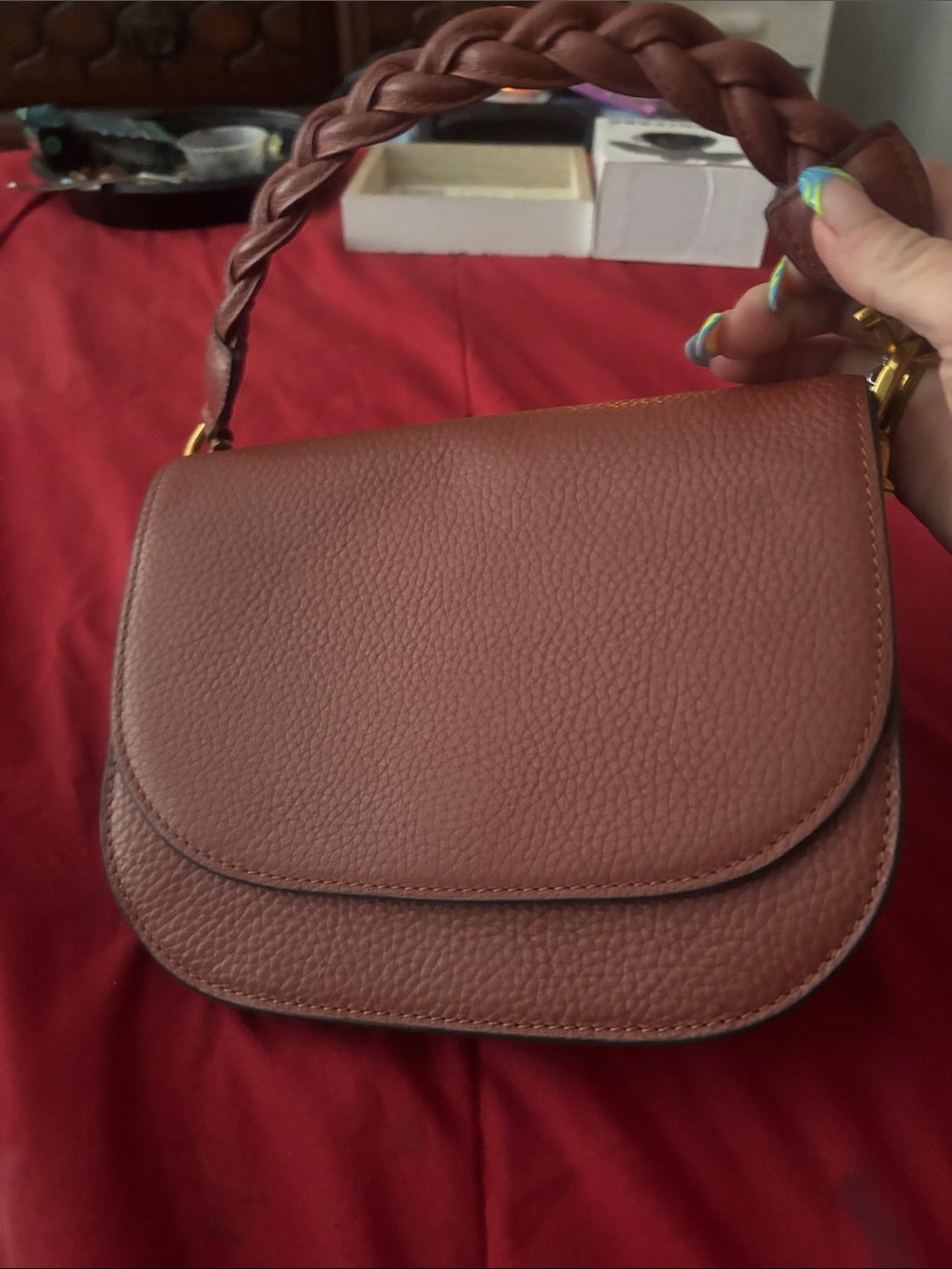 Antonio Melani short handle brown leather